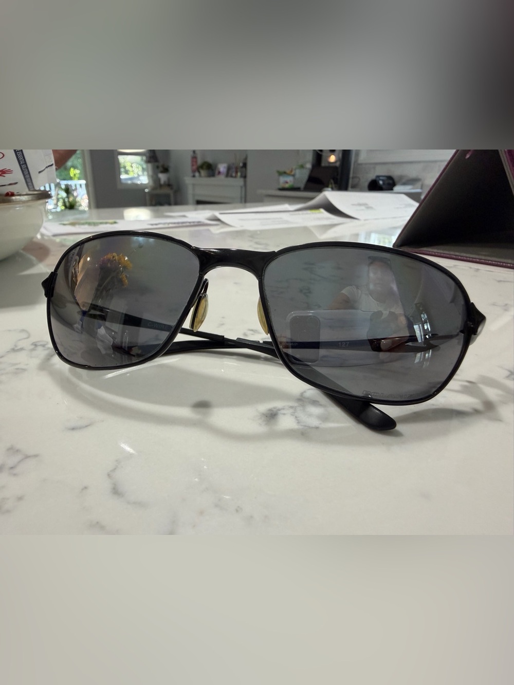 Oakley Black Frame Polarized Gray Lens Sunglasses